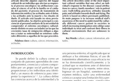como influye la cultura en la percepcion del cancer