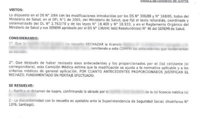 suseso rechaza apelacion que significa y que hacer