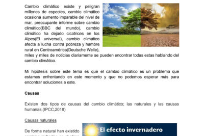 como se aborda la escritura sobre el cambio climatico