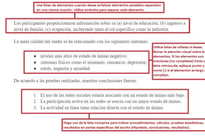 como utilizar listas o vinetas en tu autobiografia