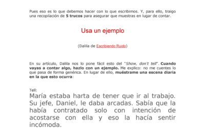 descubre el concepto de show dont tell en la narrativa