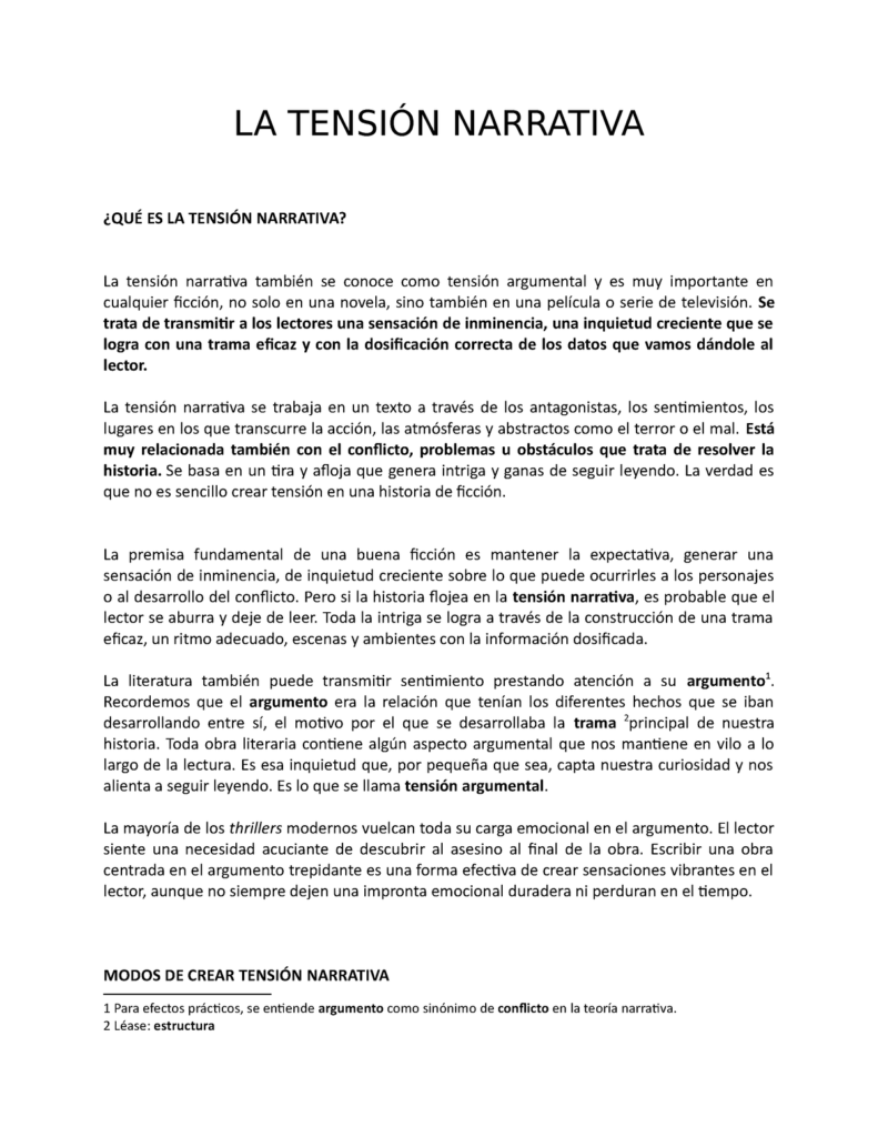 dialogos y la la construccion de la tension narrativa