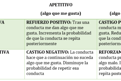 diferencias entre refuerzo positivo negativo y castigo en conducta