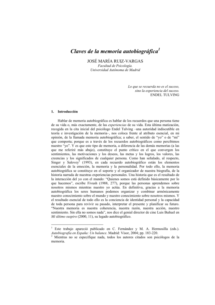 el papel de los recuerdos en la autobiografia y su significado