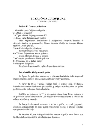 guia completa para documentar un guion de cine y television