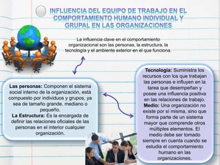 impacto de la comunidad laboral en la conducta individual