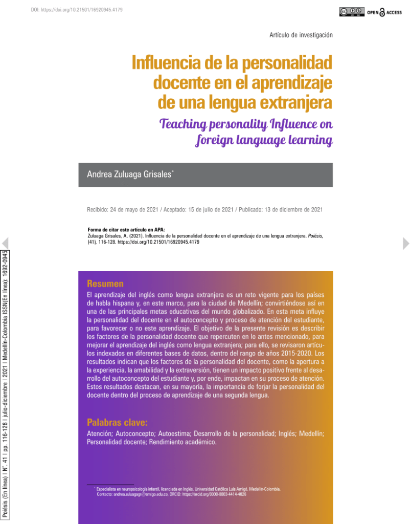 impacto de la personalidad en el aprendizaje y su eficacia