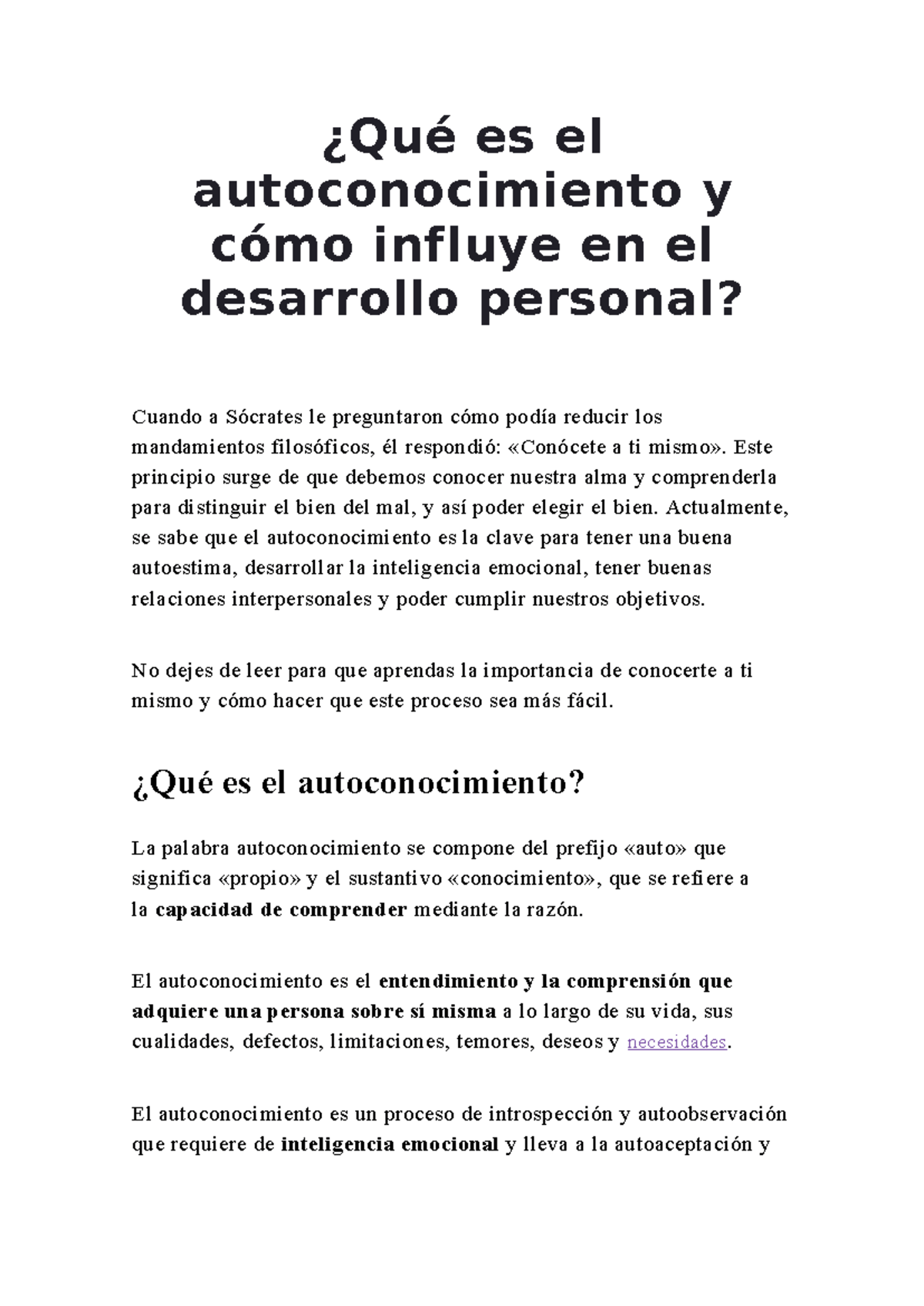 Importancia De La Autoobservación En El Autoconocimiento Personal ...