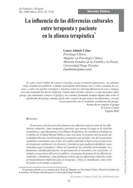 influencia cultural en los procesos y resultados de la terapia