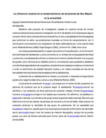La influencia de la música en la formación de actitudes 1 la influencia de la musica en la formacion de actitudes