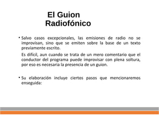 que es un guion radiofonico y su importancia en la produccion