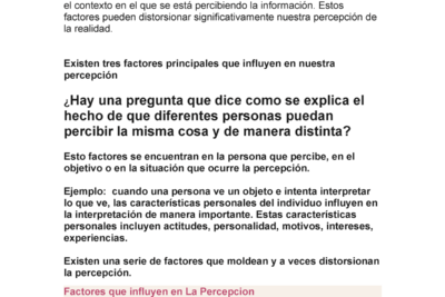 que factores pueden distorsionar la percepcion