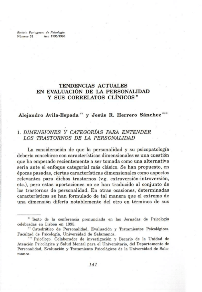 tendencias contemporaneas en estudios de personalidad