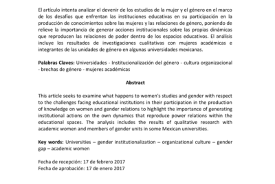 institucionalizacion del estudio de genero en universidades hoy