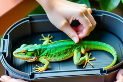 preparacion adecuada para el traslado seguro de una iguana